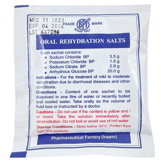 ဘီပီအိုင် ဓါတ်ဆားထုပ်|BPI Oral Rehydration Salts