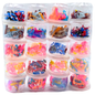 ရောင်စုံခေါင်းစည်းကြိုးဗူး (၂၀ ဗူး)|Plastic Hair Ties (20 pcs)